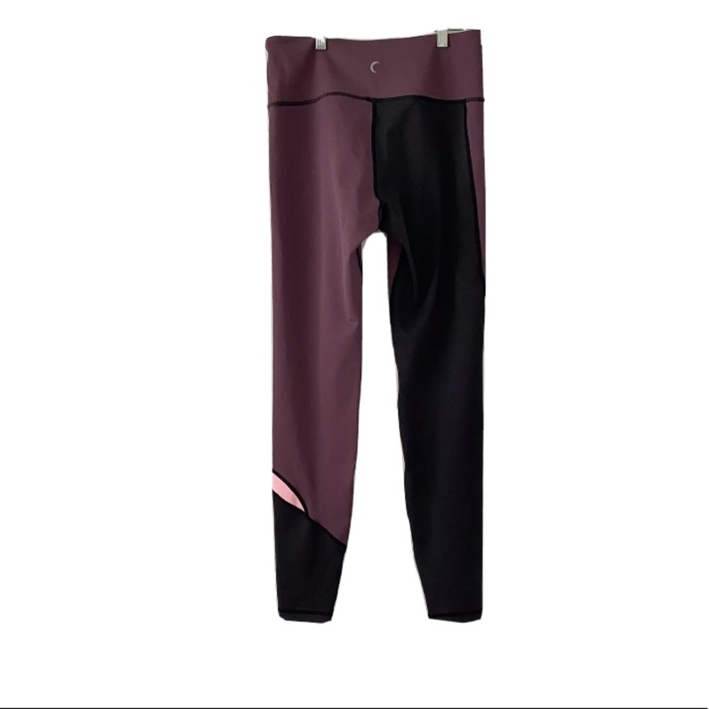 Zyia Mauve Black Pink Color Block Full Leggings S… - image 1